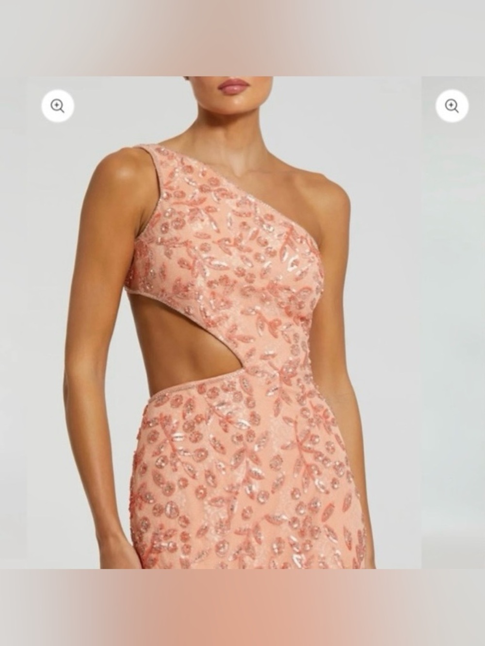 NWT MAC DUGGAL SZ 6 PEACH One Shoulder Embellished Gown #6084 - Picture 8 of 10